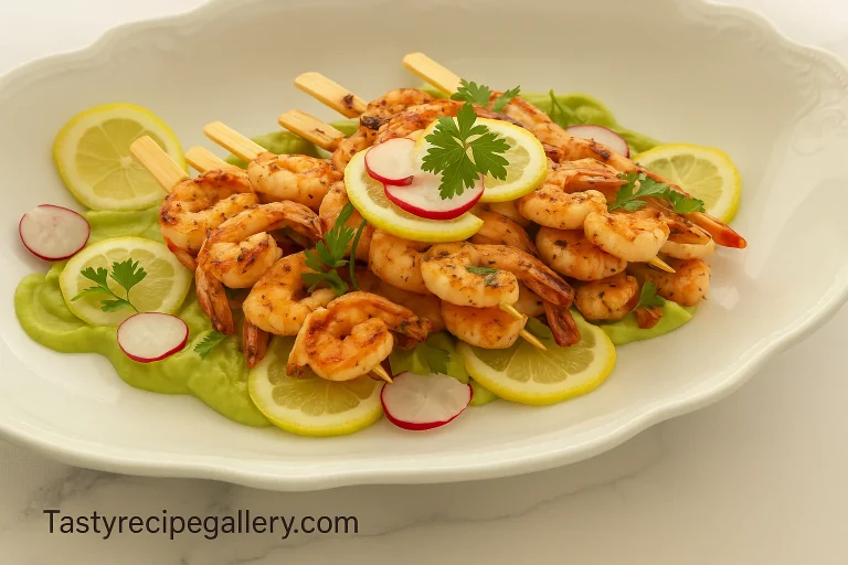 Zesty Lemon Garlic Prawn Skewers