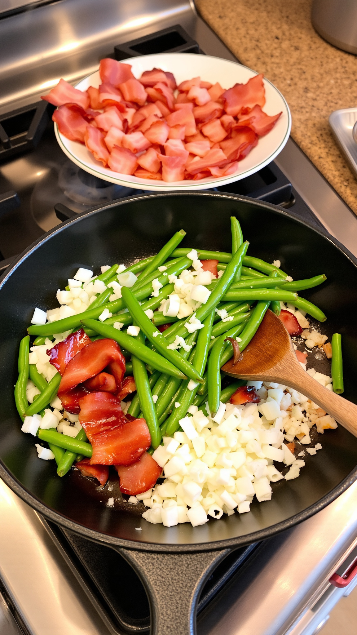 Southern-Style Skillet Green Beans with Bacon 4 Step-by-Step Instructions